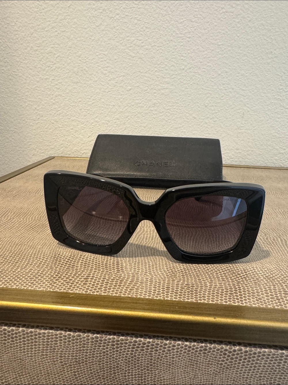 CHANEL Black Cat-Eye Sunglasses with Dark Lenses